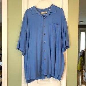 Tommy Bahama 3XB 100% Silk Blue Short Sleeve Shirt